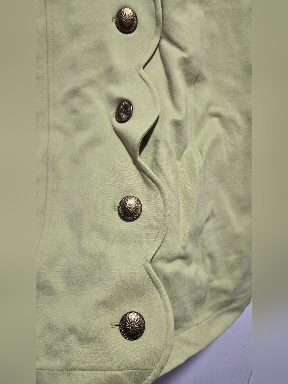 Maeve Anthropologie Scalloped Buttondown Green Mini Dress Size XS - Picture 6 of 14